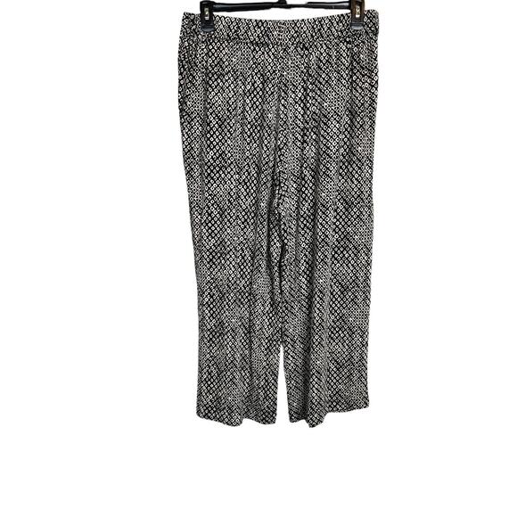 GARNET HILL Rhea EcoVero Cropped Wide Leg Pants in Black & White Women’s Large - Picture 5 of 7